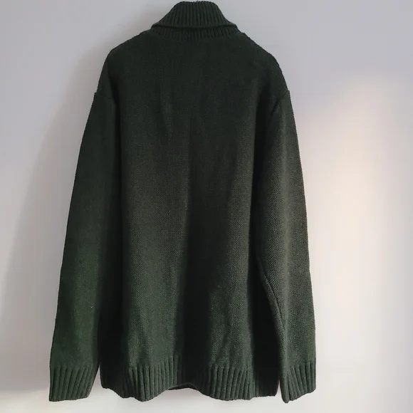 Paolo Mondo Fisherman Knit Wool Blend Green Sweater Made in Italy Size XL NWOT